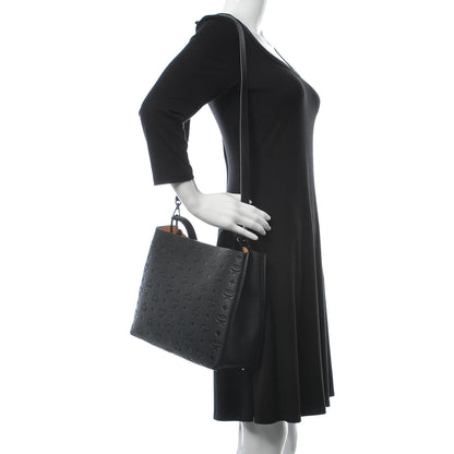 MCM Calfskin Ottomar Monogram Sarah Convertible Hobo Black 2 of 12