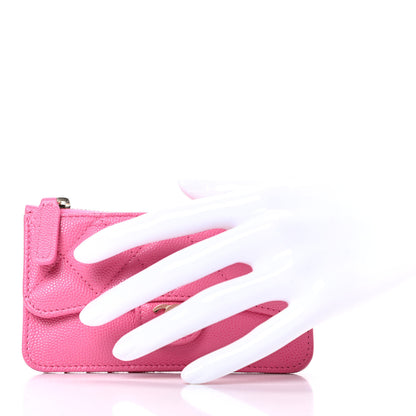 Chanel Caviar Quilted Flap Zip Card Holder Pink 2 of 8
