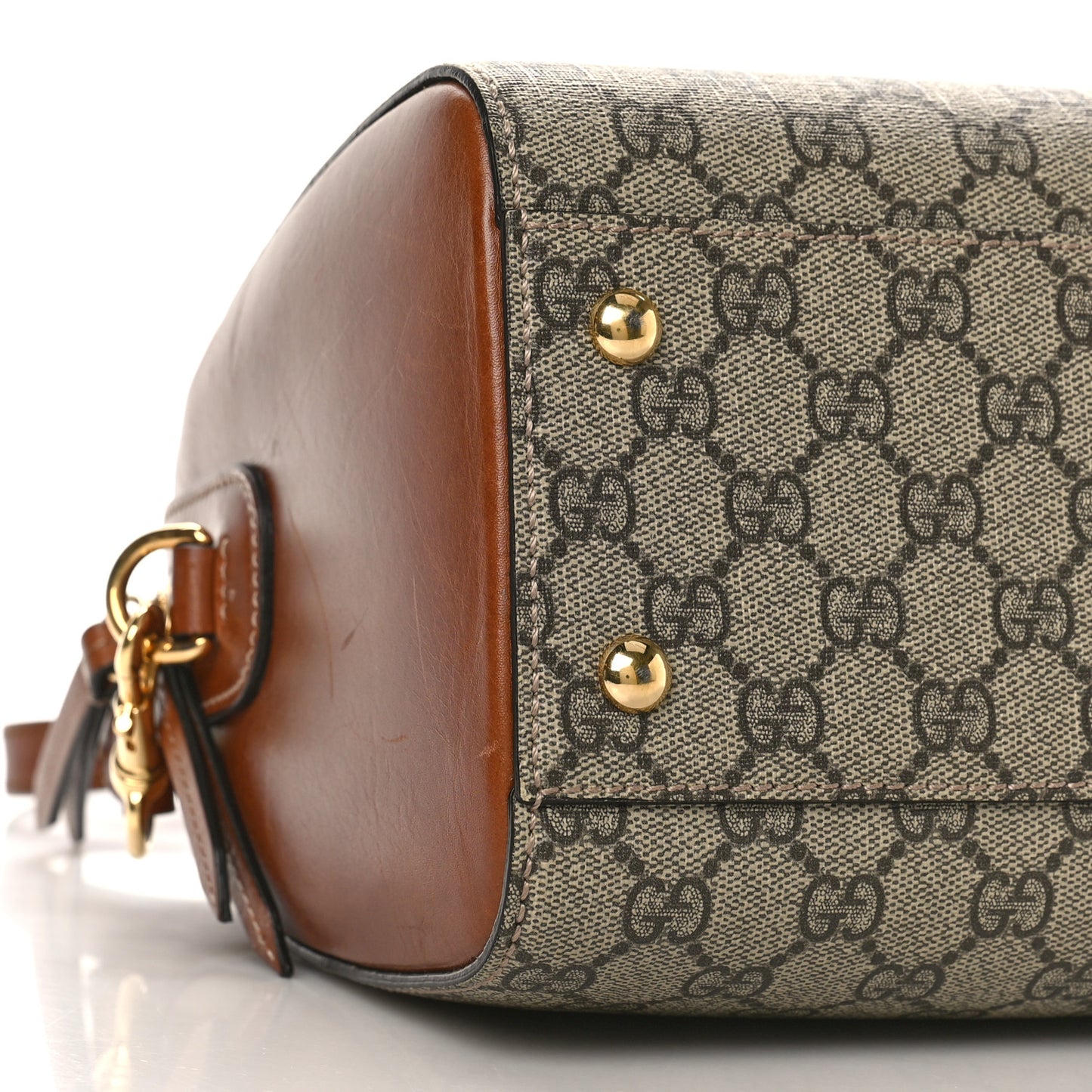 GG Supreme Monogram Cuoio Toscano Small Boston Beige Ebony Cuir