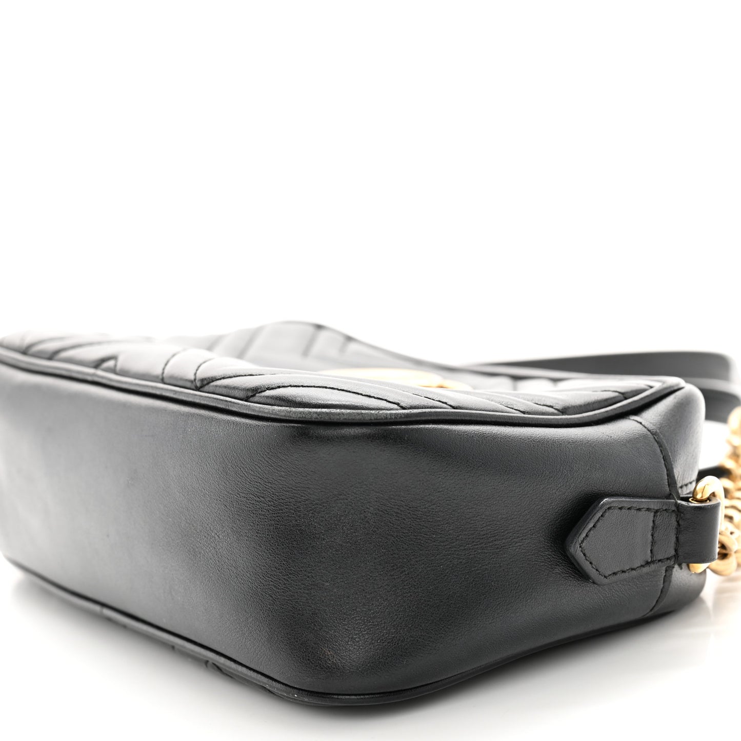 Calfskin Matelasse Small GG Marmont Chain Shoulder Bag Black