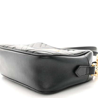 Gucci Calfskin Matelasse Small GG Marmont Chain Shoulder Bag Black 10 of 12