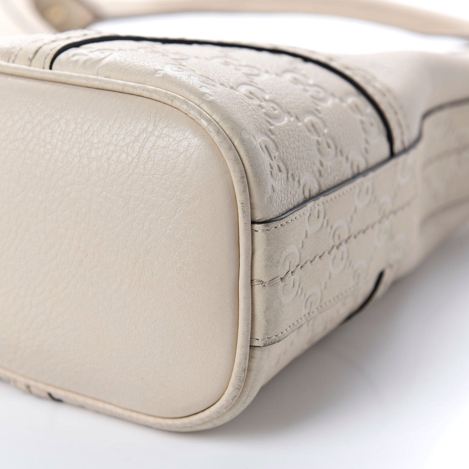 Gucci Pebbled Calfskin Guccissima Trim Medium Signoria Hobo Off White 7 of 11