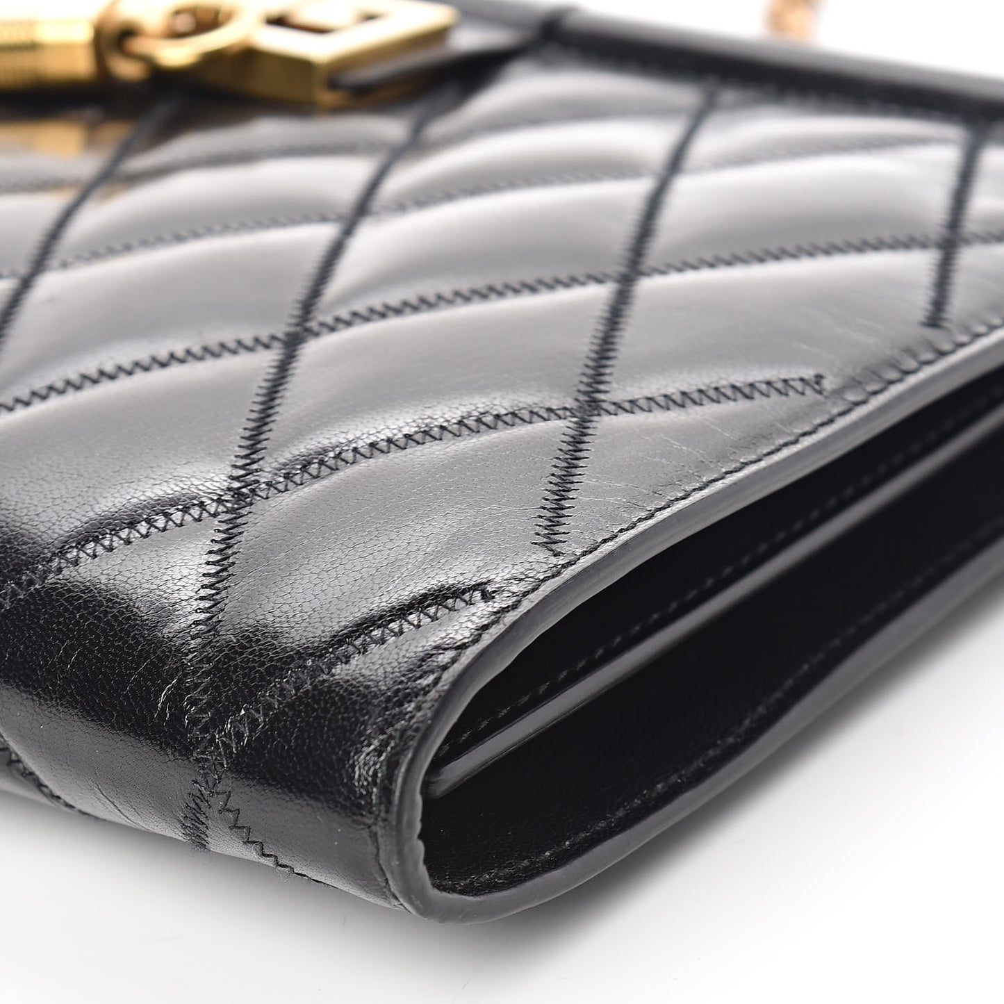 Goatskin Quilted Medium Gem Bag Black