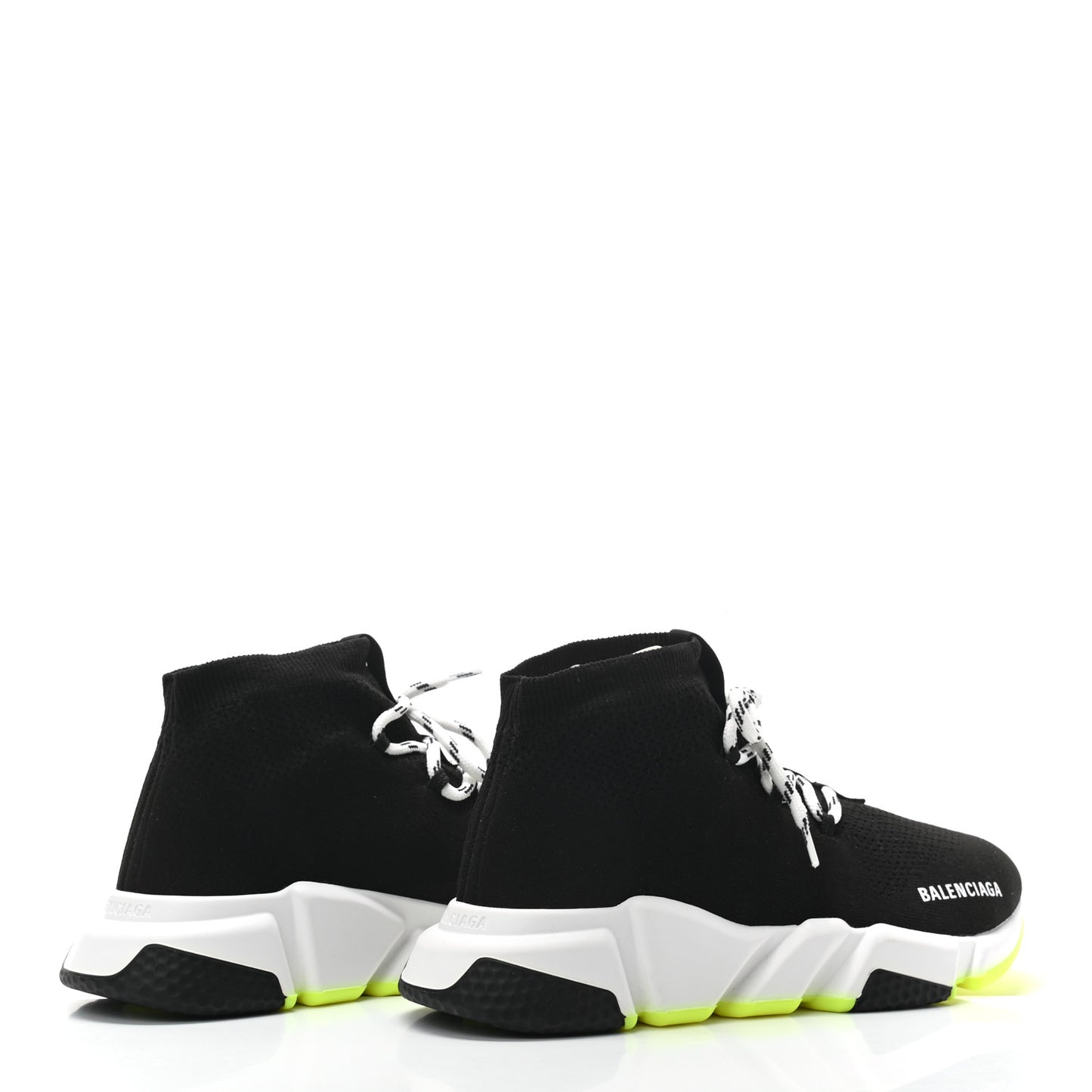 Neoprene Knit Mens Speed Lace Up Sneakers 40 Black Yellow Fluo
