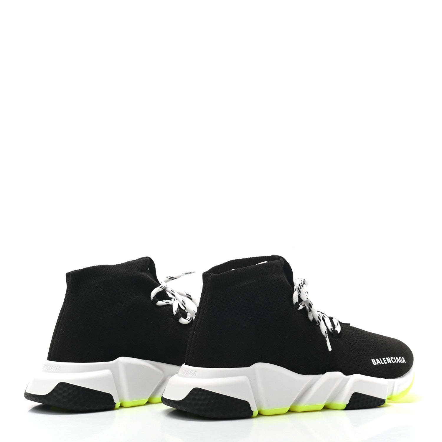 Balenciaga Neoprene Knit Mens Speed Lace Up Sneakers 40 Black Yellow Fluo 3 of 7