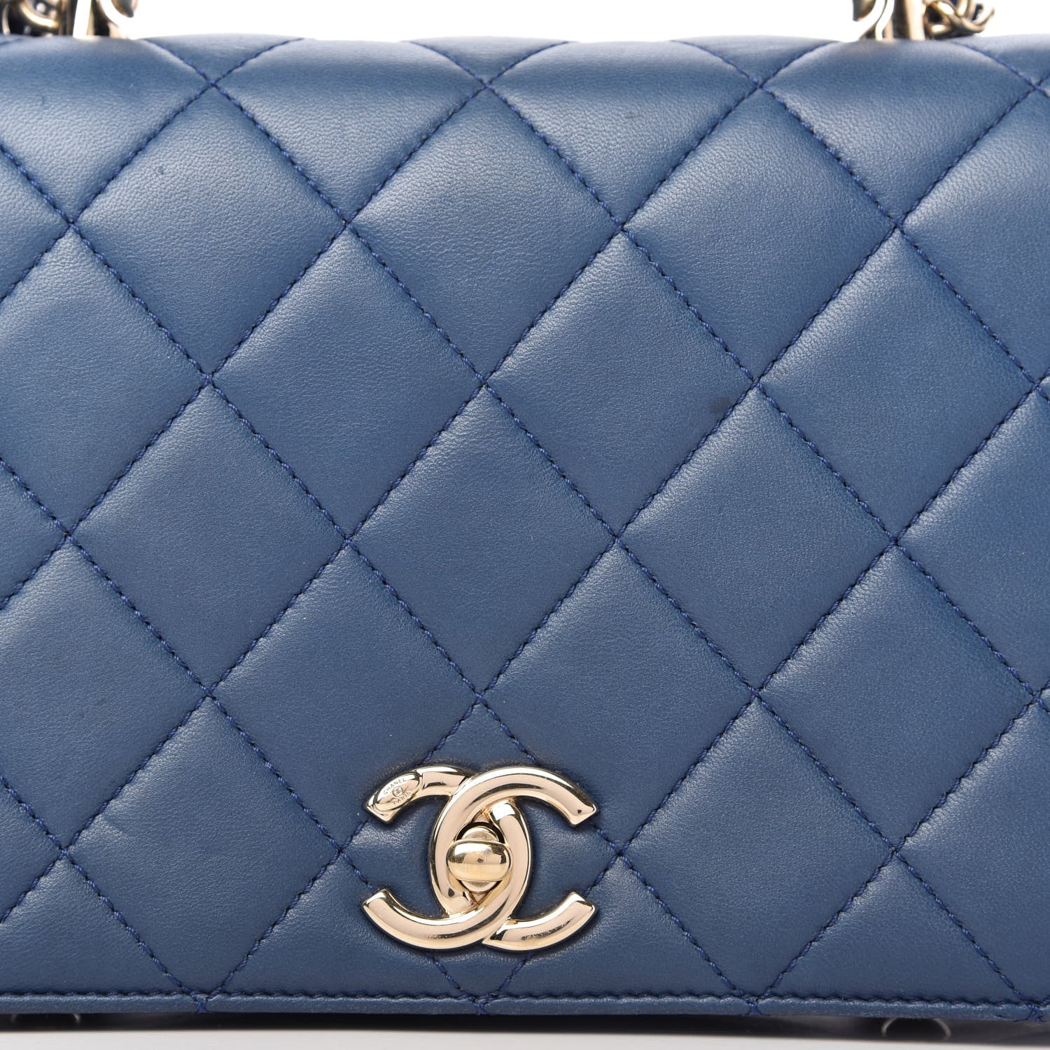 Chanel Lambskin Small Carry Chic Flap Blue 10 of 11