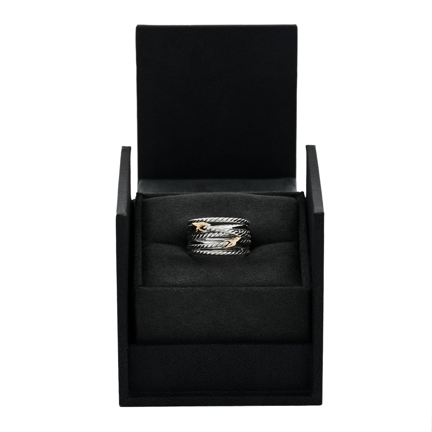 Sterling Silver 18K Yellow Gold Double X Crossover Ring 55 7.25