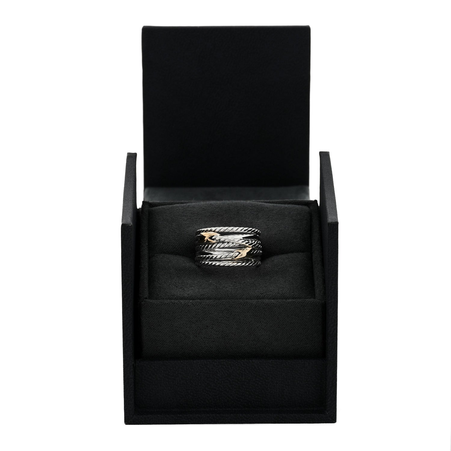David Yurman Sterling Silver 18K Yellow Gold Double X Crossover Ring 55 7.25 5 of 5