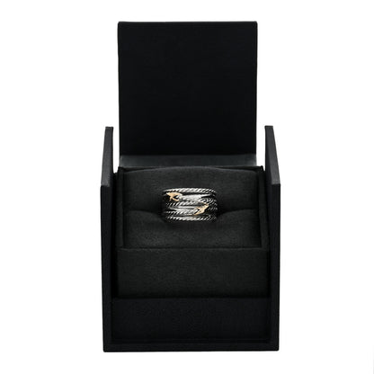 David Yurman Sterling Silver 18K Yellow Gold Double X Crossover Ring 55 7.25 5 of 5