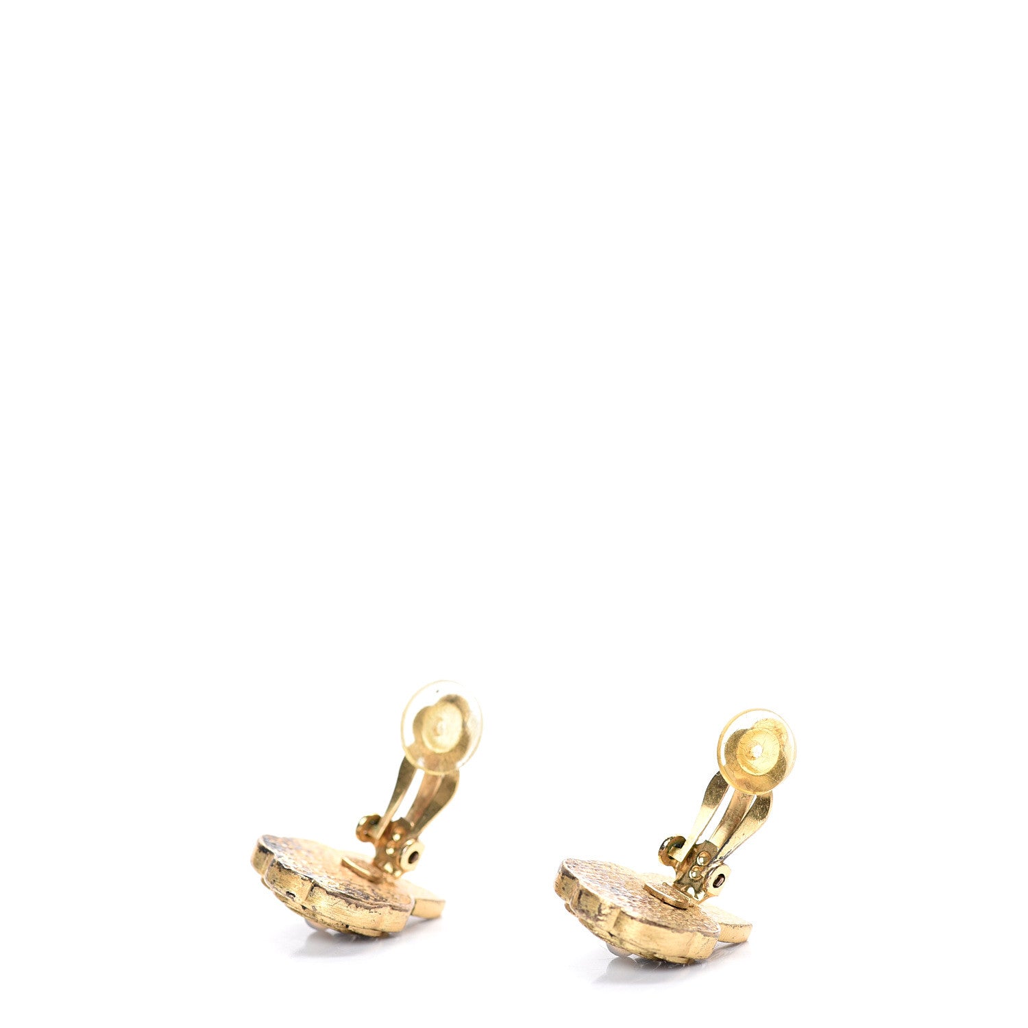 Chanel Enamel CC Camellia Clip On Earrings Black Gold 3 of 6