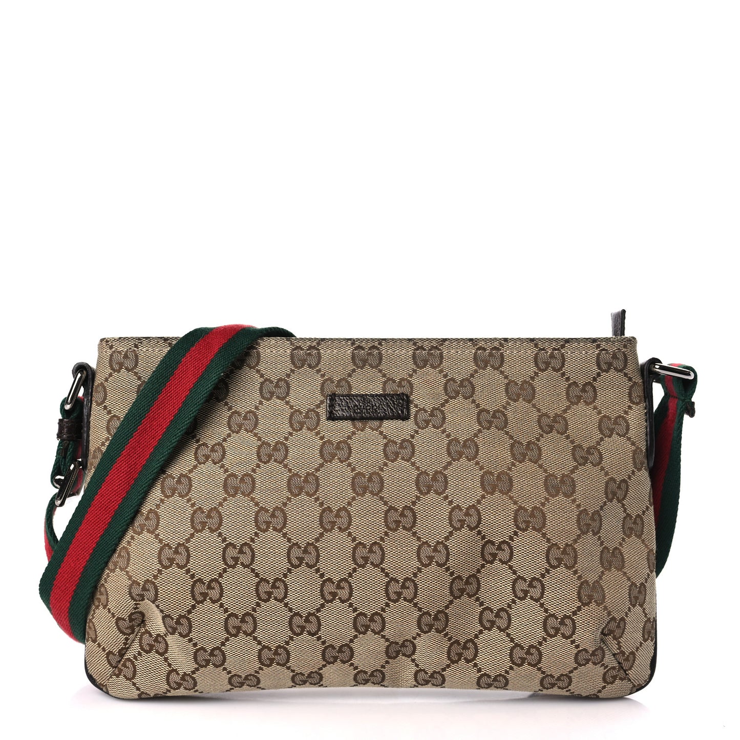 Monogram Web Small Flat Messenger Crossbody Dark Brown