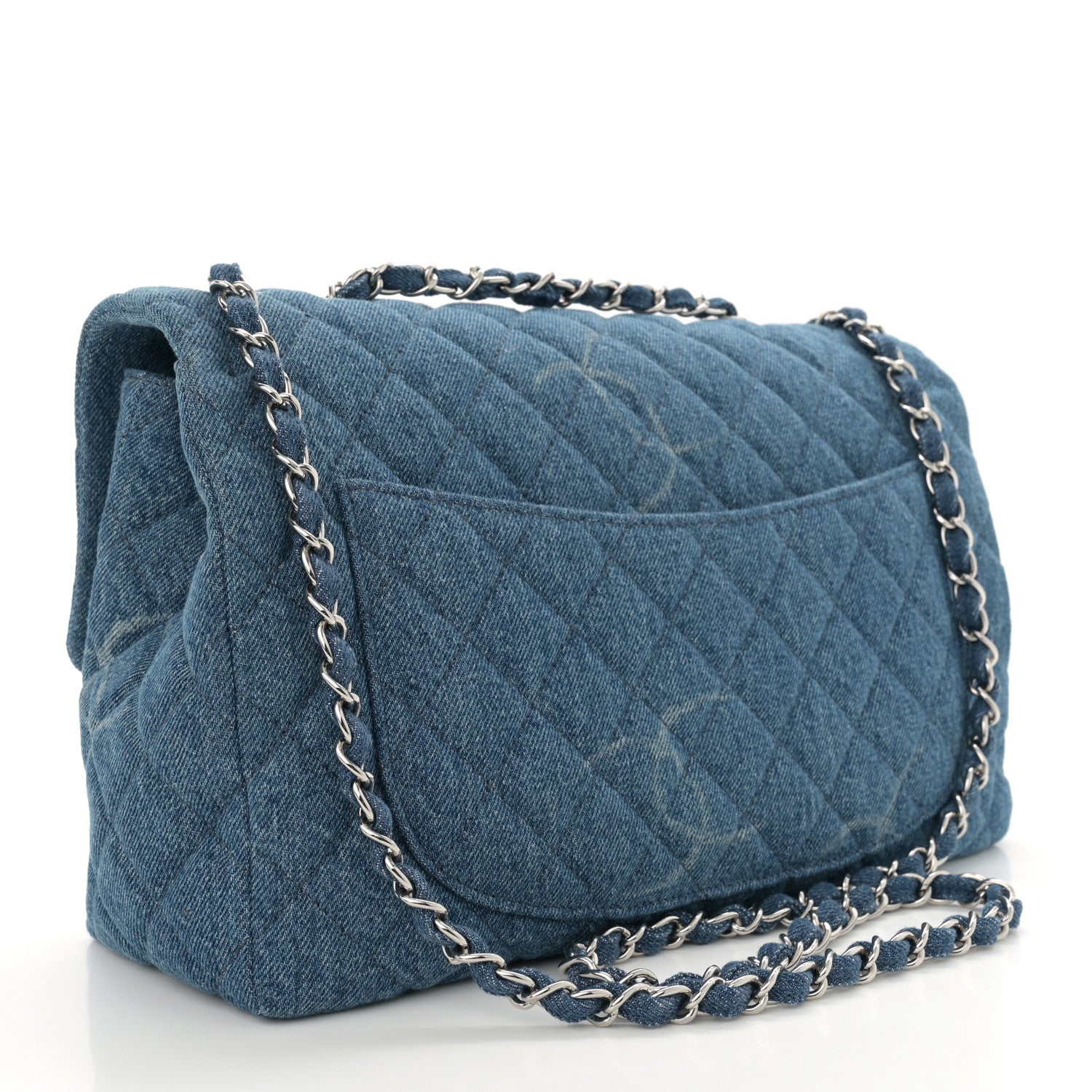 Chanel Denim Quilted CC Print Jumbo Single Flap Blue 3 of 11
