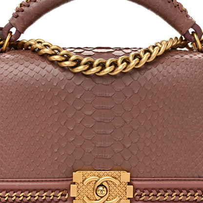 Chanel Snakeskin Calfskin Medium Chain Around Top Handle Boy Flap Mauve 8 of 11
