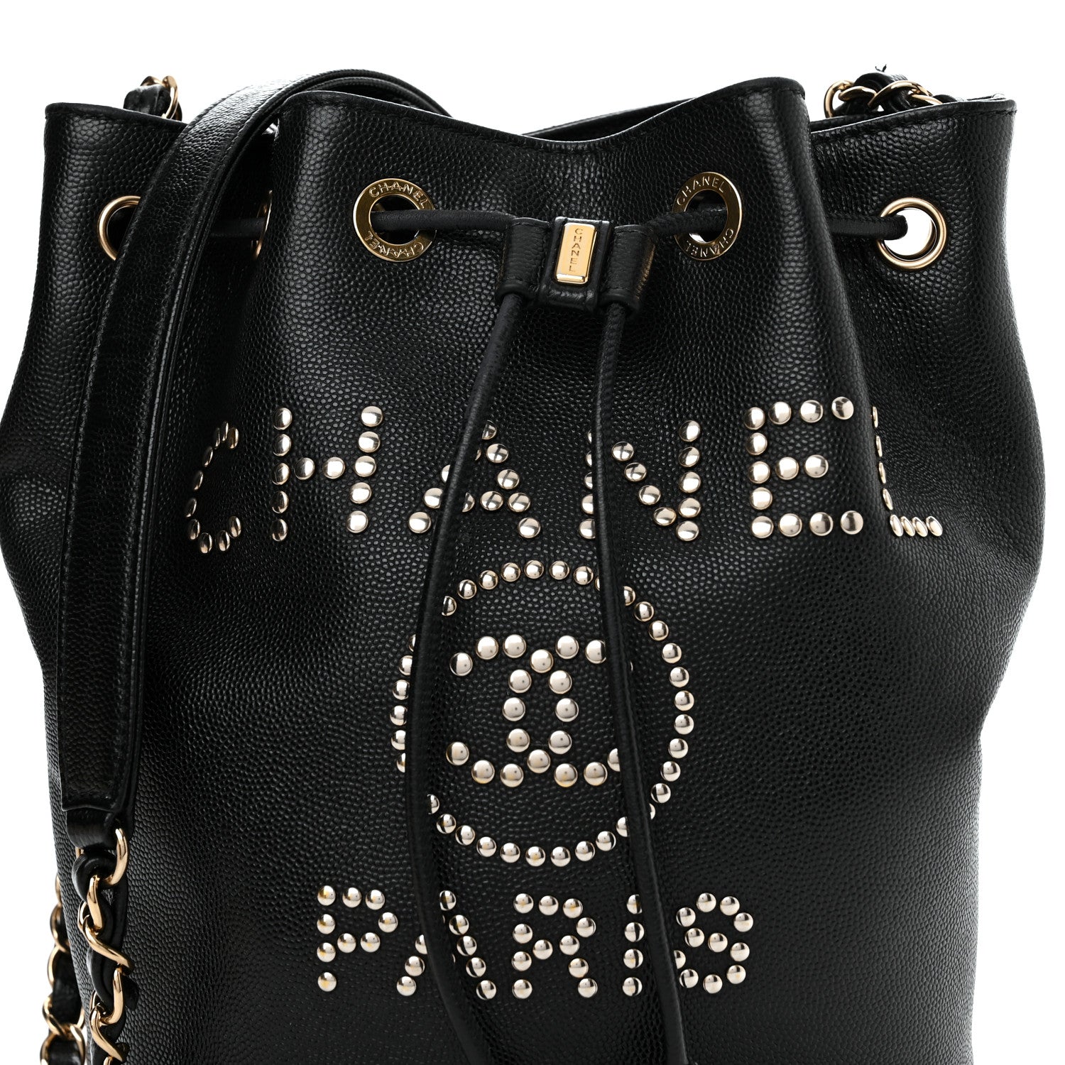 Chanel Caviar Deauville Drawstring Bucket Bag Black 8 of 11
