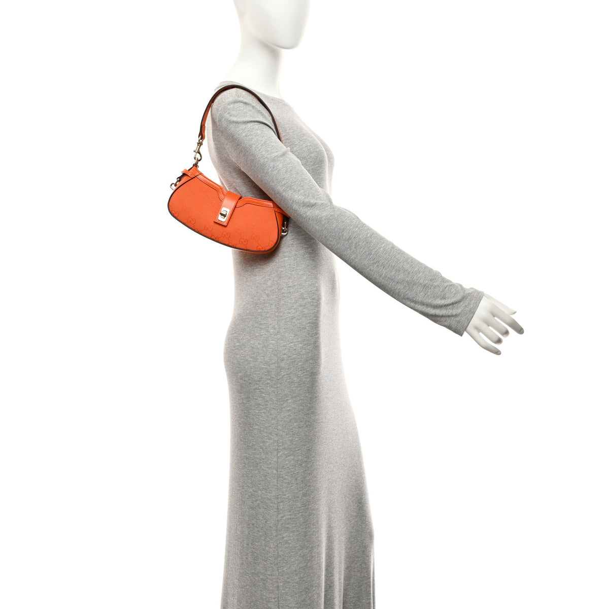 Gucci Calfskin Monogram Mini Moon Side Shoulder Bag Orange 2 of 10