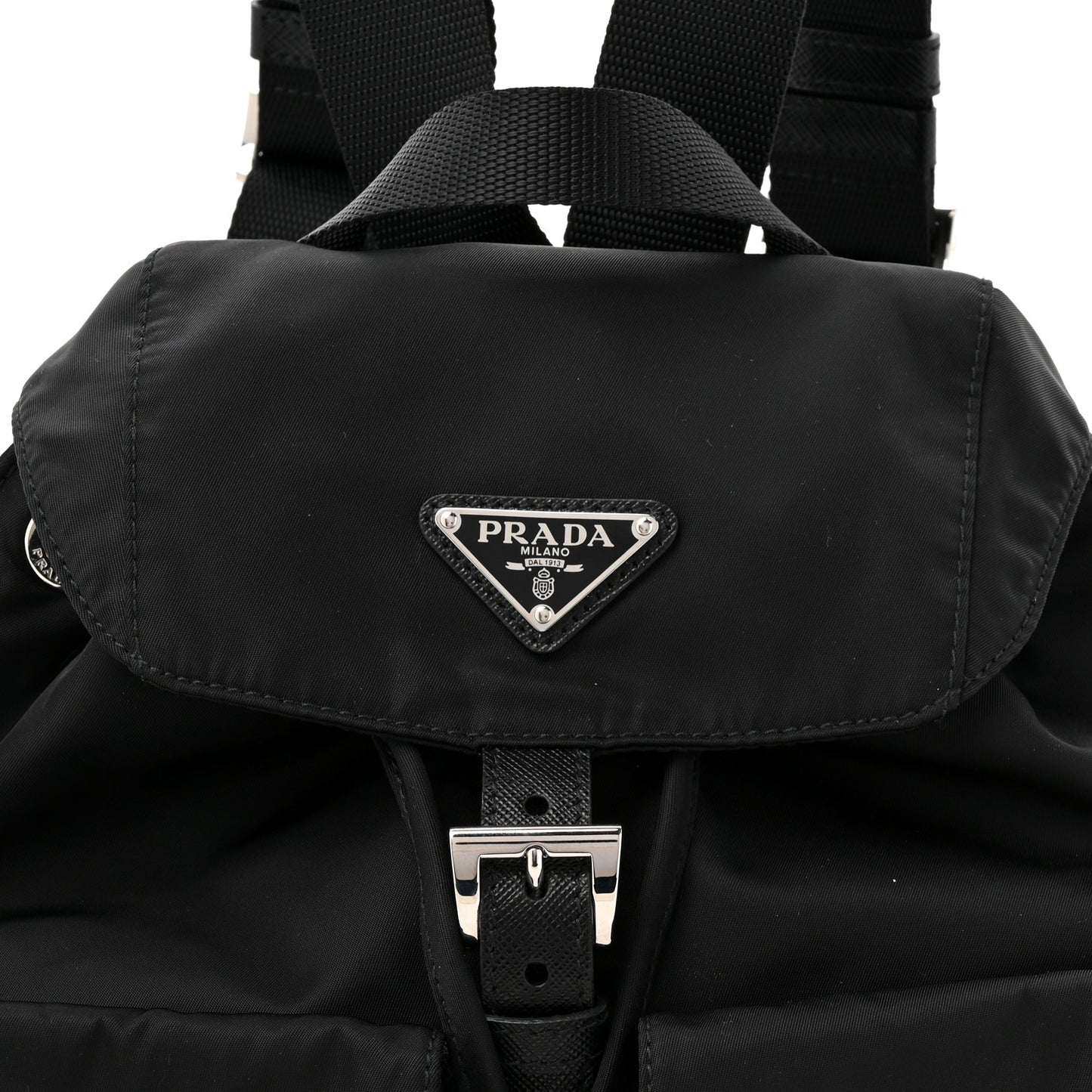 Tessuto Nylon Saffiano Small Backpack Black
