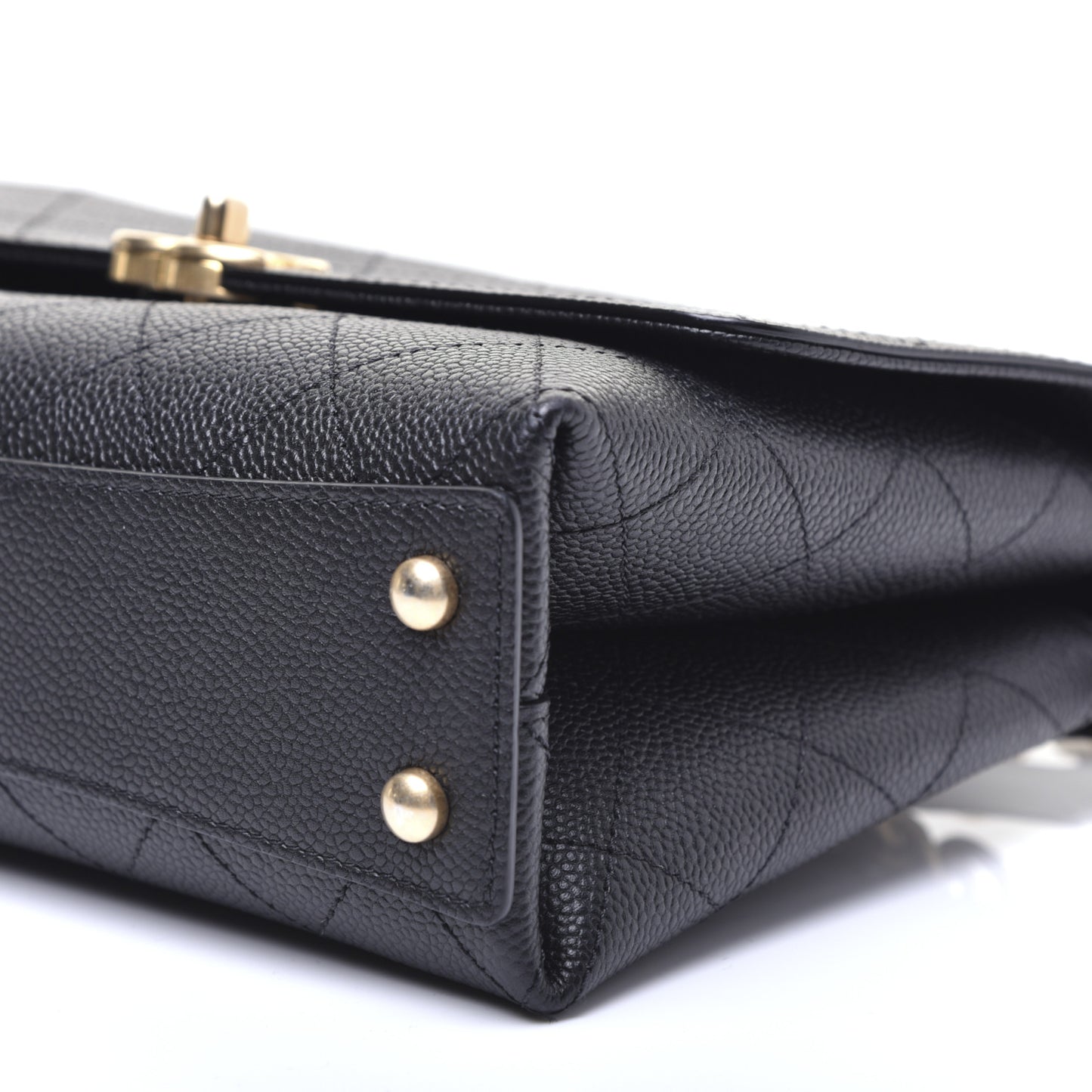 Caviar Diamond Stitched Small Top Handle Flap Black