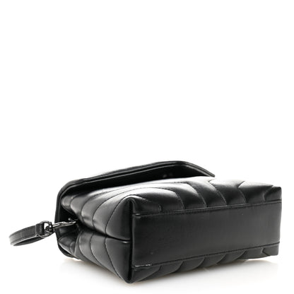 Saint Laurent Calfskin Y Quilted Monogram Monochrome Toy Loulou Crossbody Bag Black 4 of 11