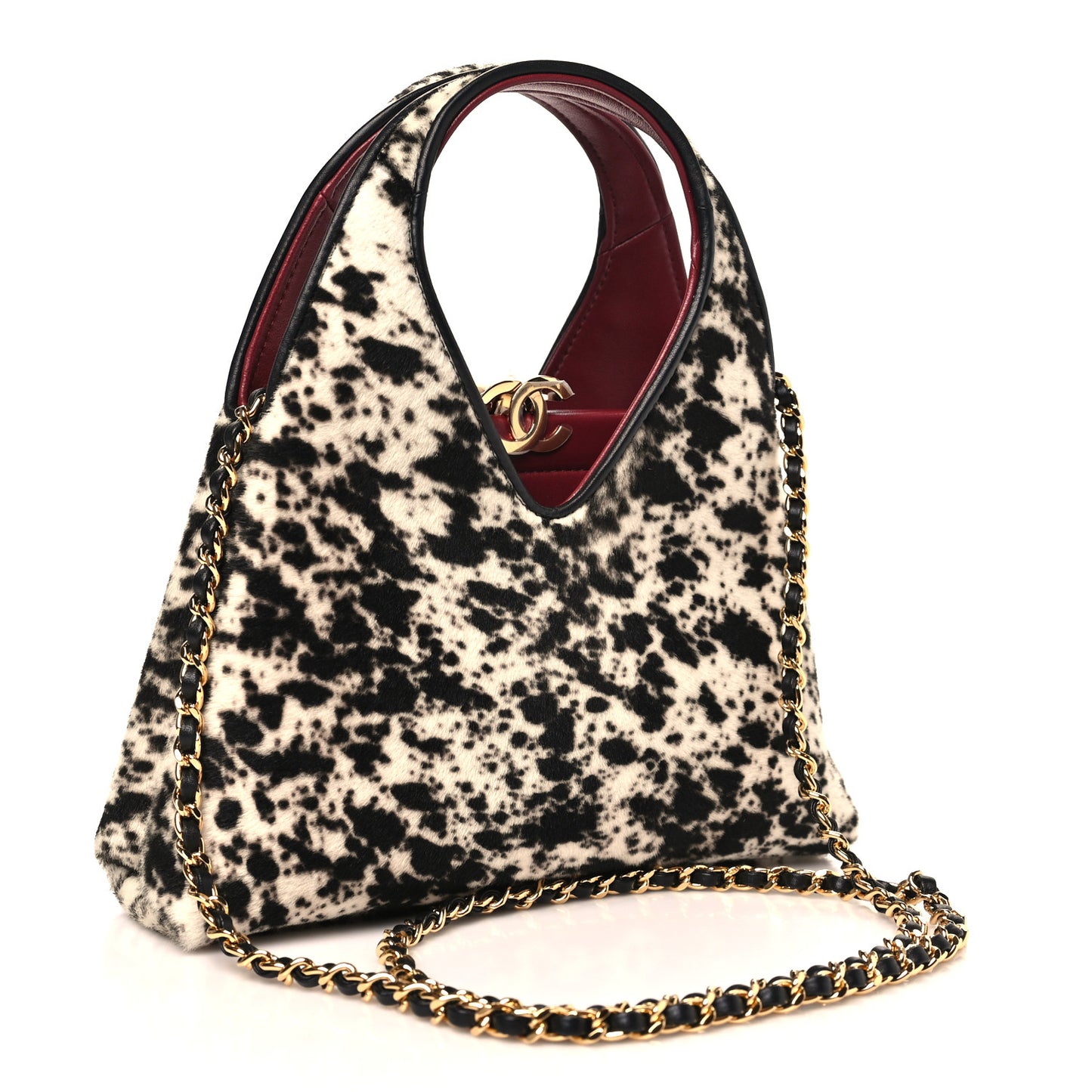 Pony Hair Printed Chic Lady Small Shopping Tote White Black