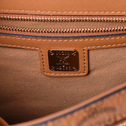 MCM Visetos Swarovski Crystal Studded Satchel Cognac 6 of 9
