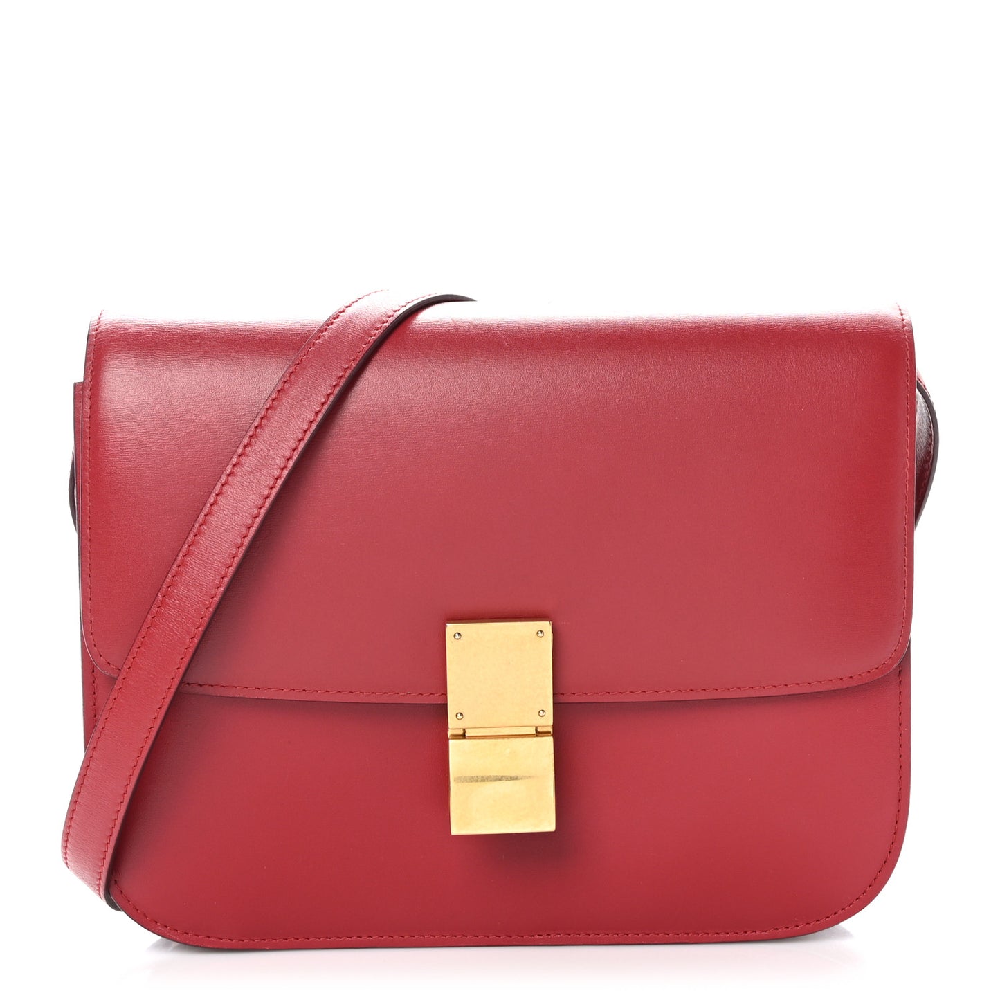 Box Calfskin Medium Classic Box Flap Bag Dark Brick