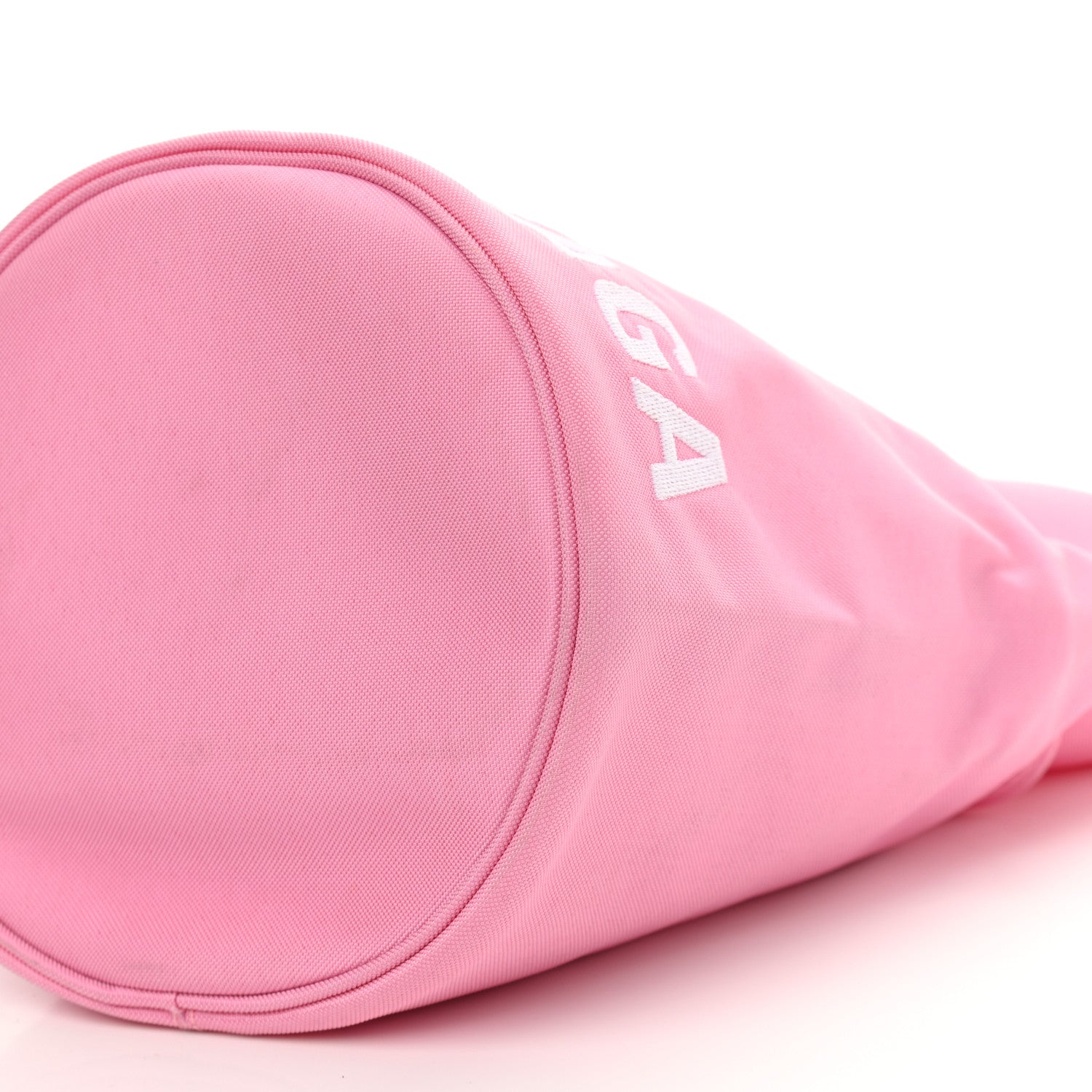 Balenciaga Recycled Sport Nylon Logo Embroidered Wheel Drawstring Bucket Bag XS Pink White 10 of 10
