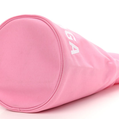 Balenciaga Recycled Sport Nylon Logo Embroidered Wheel Drawstring Bucket Bag XS Pink White 10 of 10