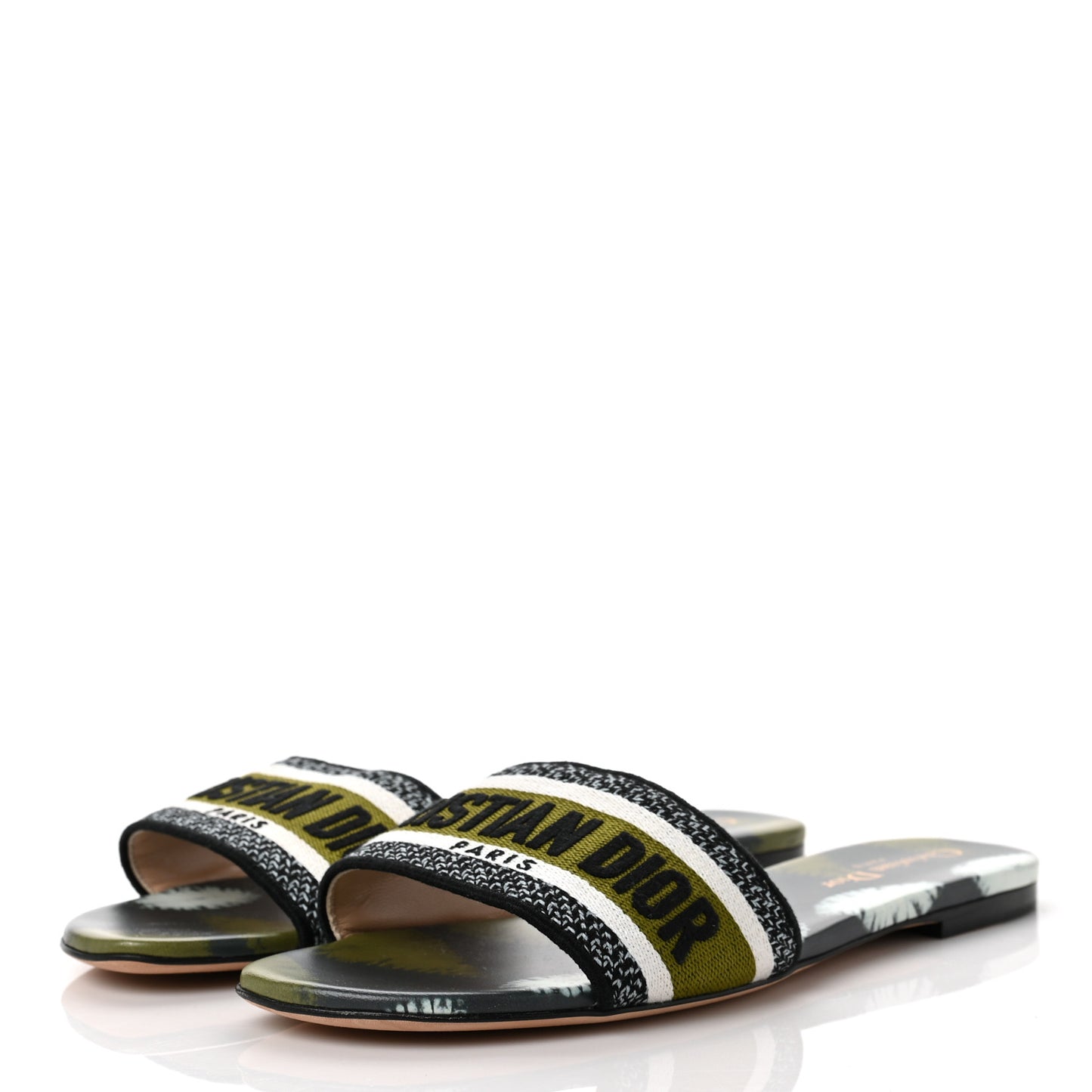Canvas Tie Dye Embroidered Dway Mules Slide Sandals 40 Green Multicolor