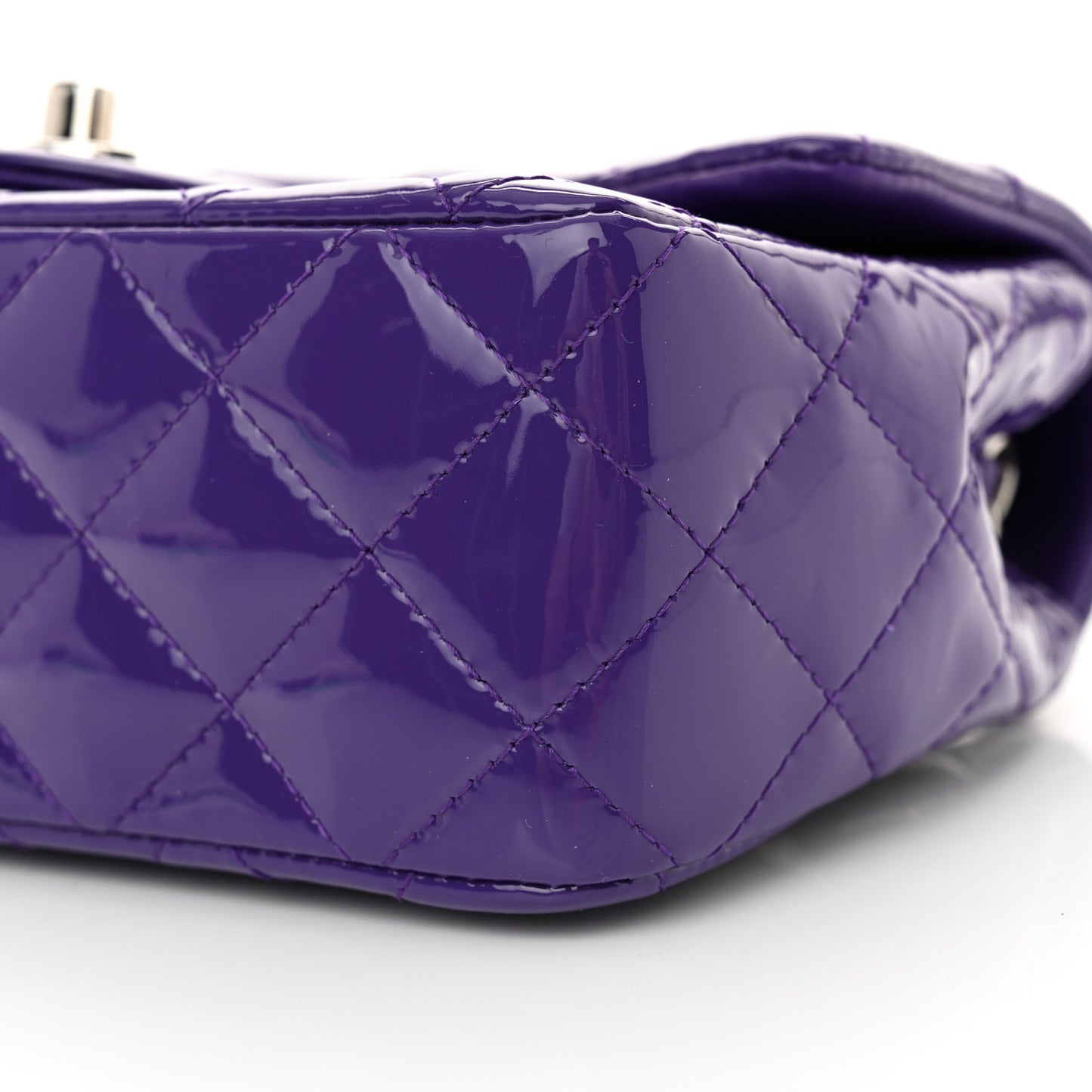 Patent Quilted Mini Rectangular Flap Purple
