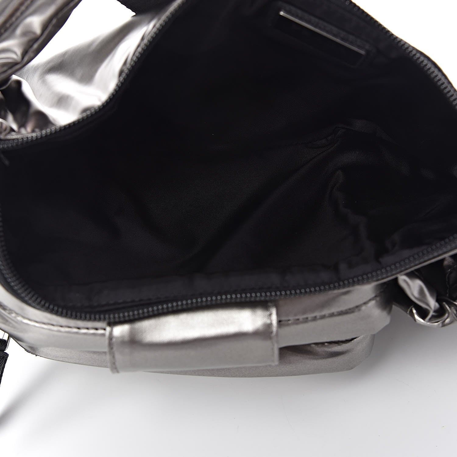 Prada Metallic Tessuto Nylon Metal Triple Pocket Belt Bag Ferro 5 of 9