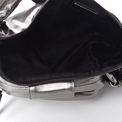 Prada Metallic Tessuto Nylon Metal Triple Pocket Belt Bag Ferro 5 of 9