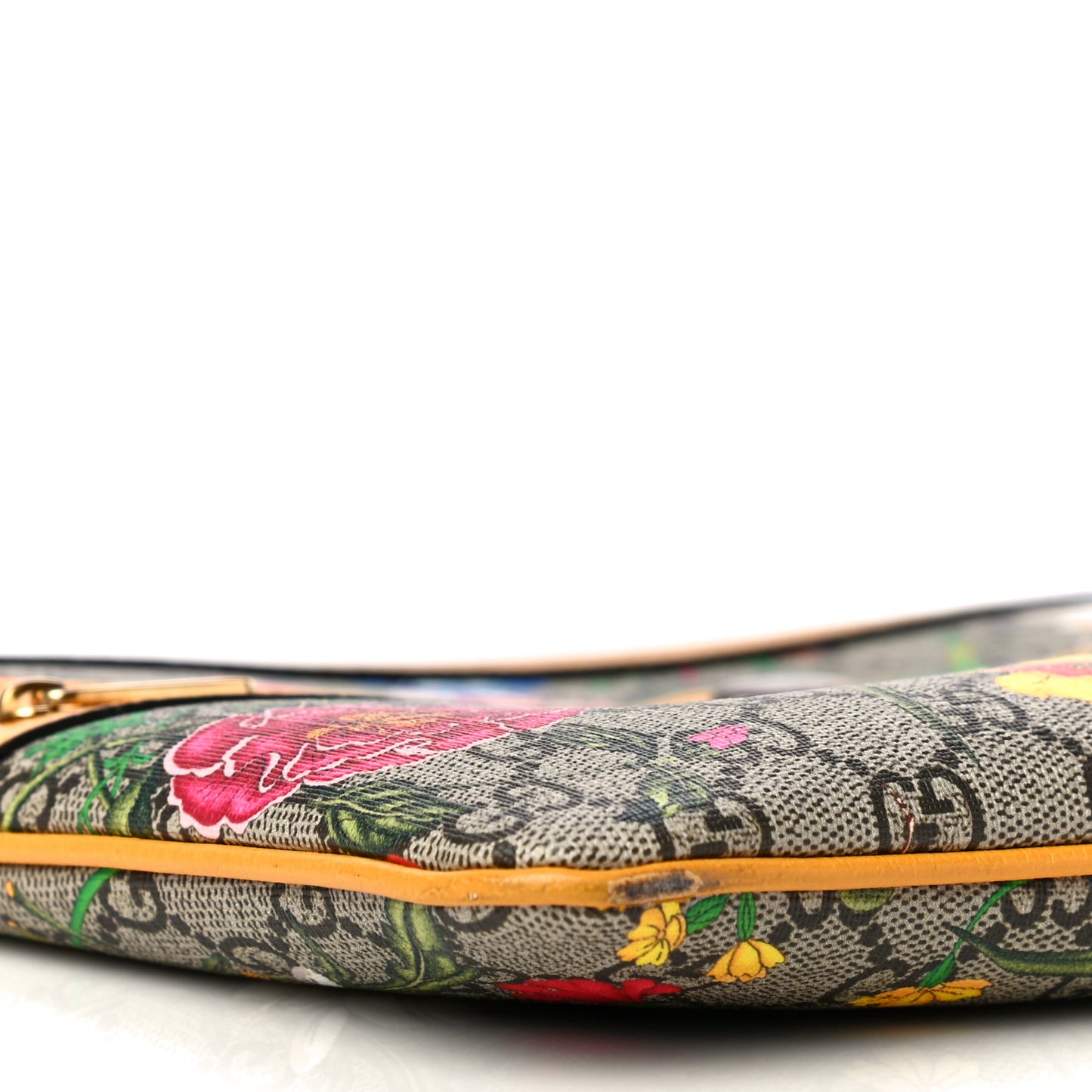GG Supreme Monogram Flora Large Ophidia Pouch Clutch Beige Multicolor Crop