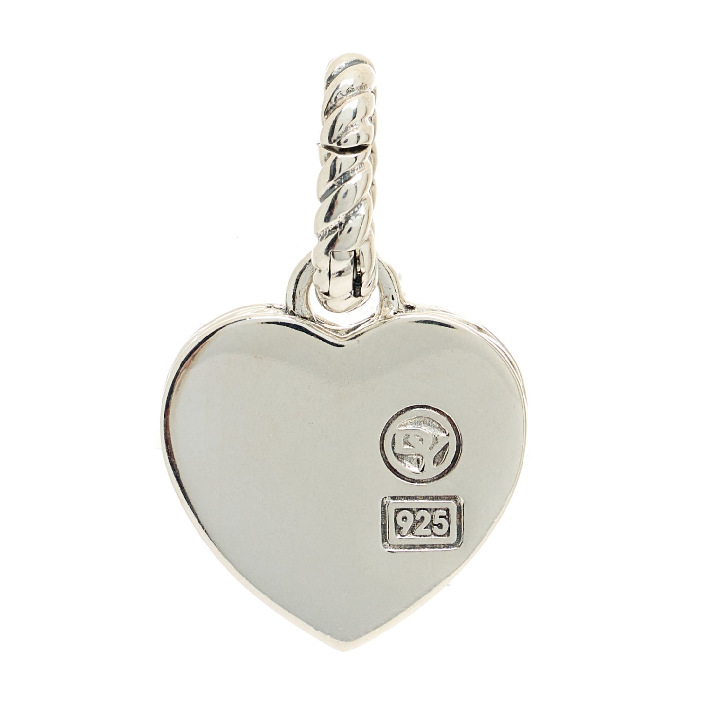 Sterling Silver Black Onyx Diamond Cable Heart Charm Pendant