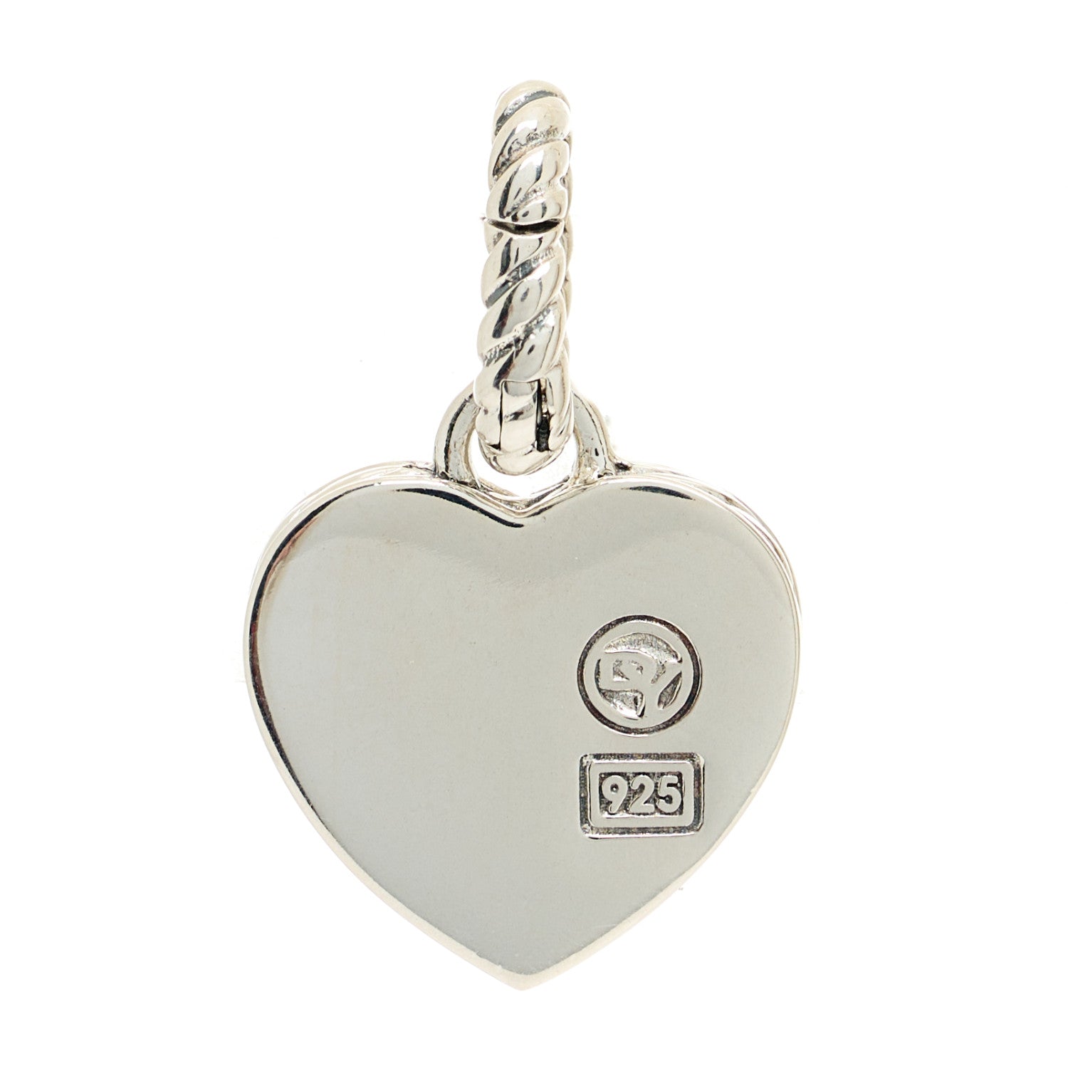 David Yurman Sterling Silver Black Onyx Diamond Cable Heart Charm Pendant 3 of 3