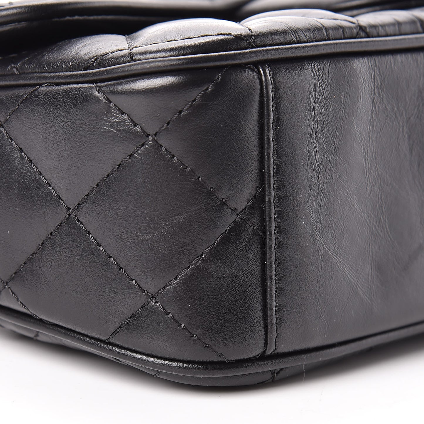 Aged Calfskin Quilted Small Easy Flap Black