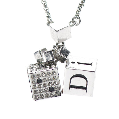 Christian Dior Crystal Dice Necklace Silver 4 of 5