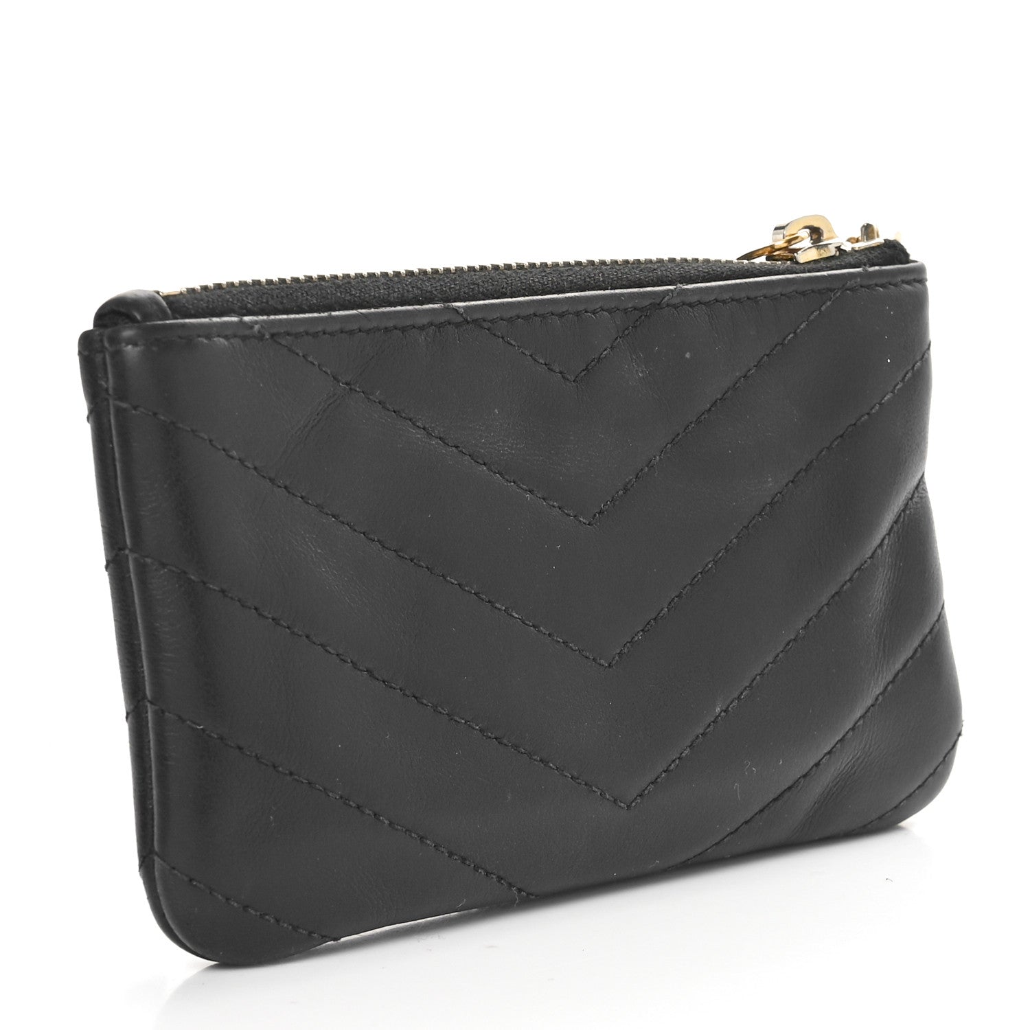 Saint Laurent Calfskin Matelasse Monogram Key Pouch Black 3 of 8