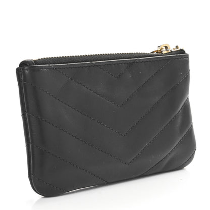 Saint Laurent Calfskin Matelasse Monogram Key Pouch Black 3 of 8
