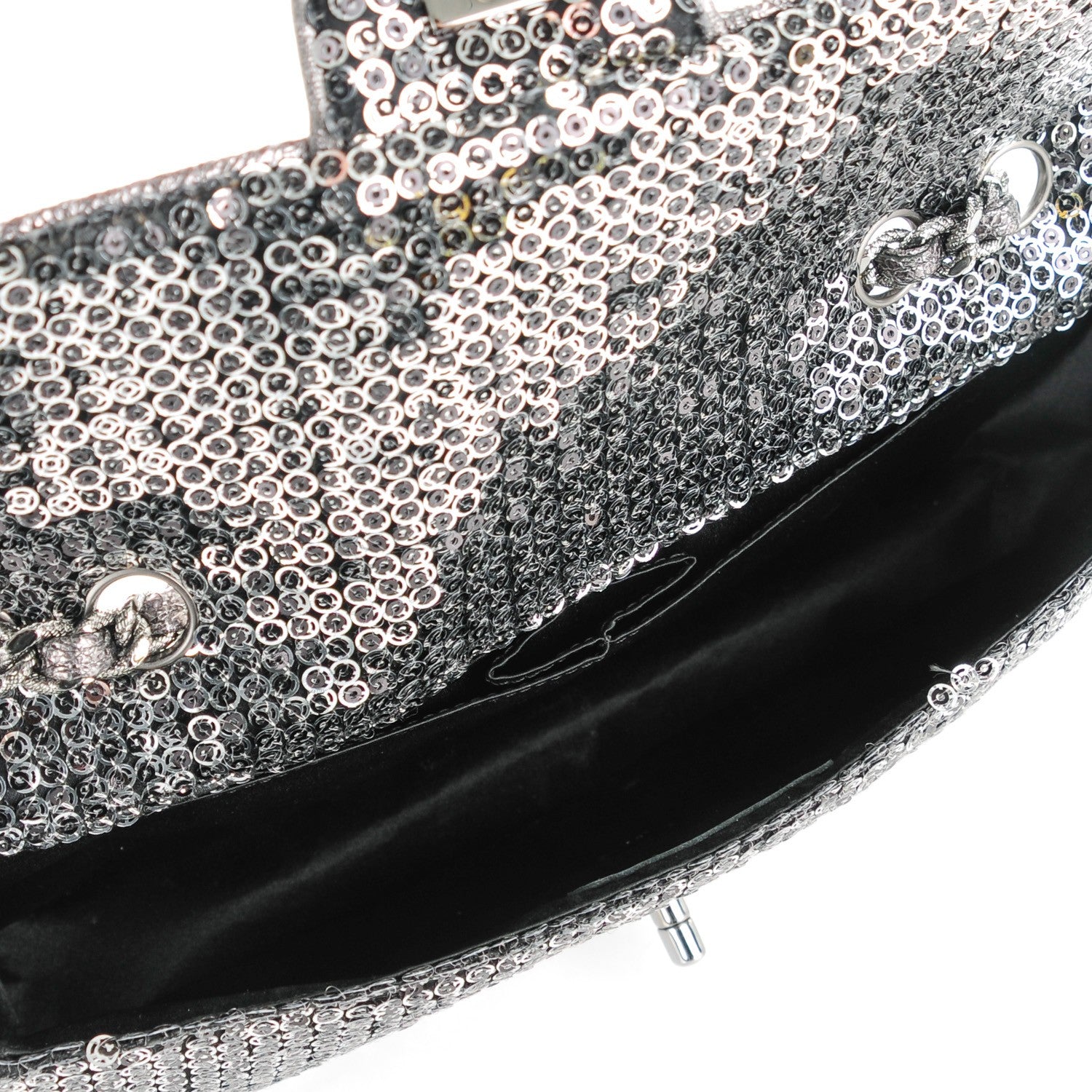 Chanel Sequin East West Flap Dark Silver 5 of 7