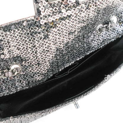 Chanel Sequin East West Flap Dark Silver 5 of 7