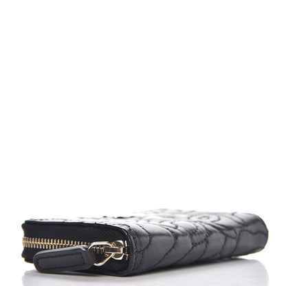 Chanel Lambskin Camellia Embossed Zip Coin Purse Black 4 of 8