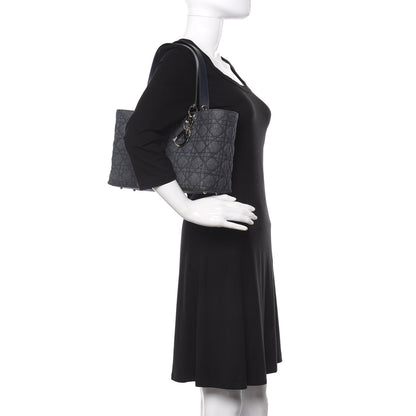 Christian Dior Denim Cannage Lady Dior Shopper Tote Blue 2 of 9