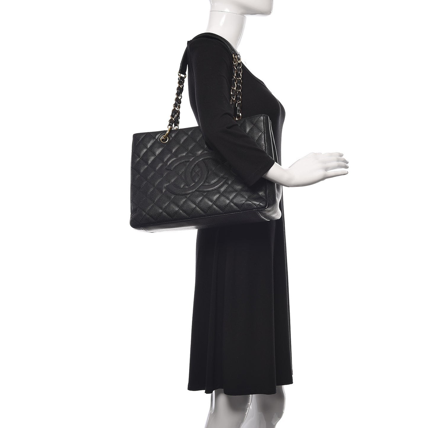 Caviar Quilted Grand Shopping Tote GST Black