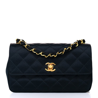 Chanel Satin Quilted Extra Mini Rectangular Flap Navy 1 of 10