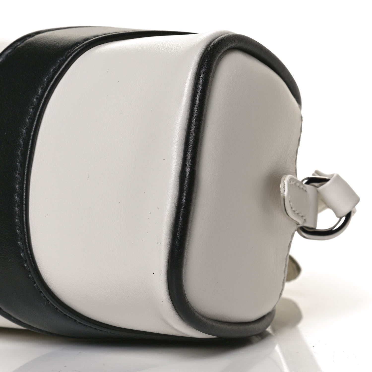 Prada Soft Calfskin Bowling Crossbody Bag White Black 10 of 11