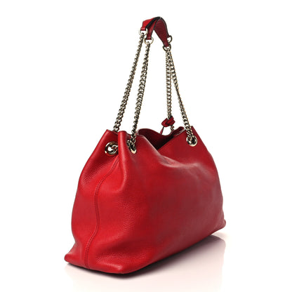 Gucci Pebbled Calfskin Medium Soho Chain Shoulder Bag Tabasco Red 3 of 8