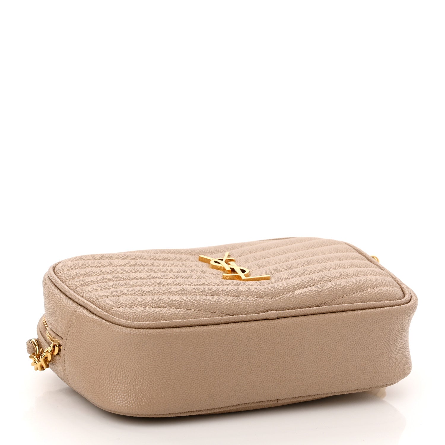 Saint Laurent Grain De Poudre Matelasse Monogram Mini Lou Camera Bag Dark Beige 4 of 10