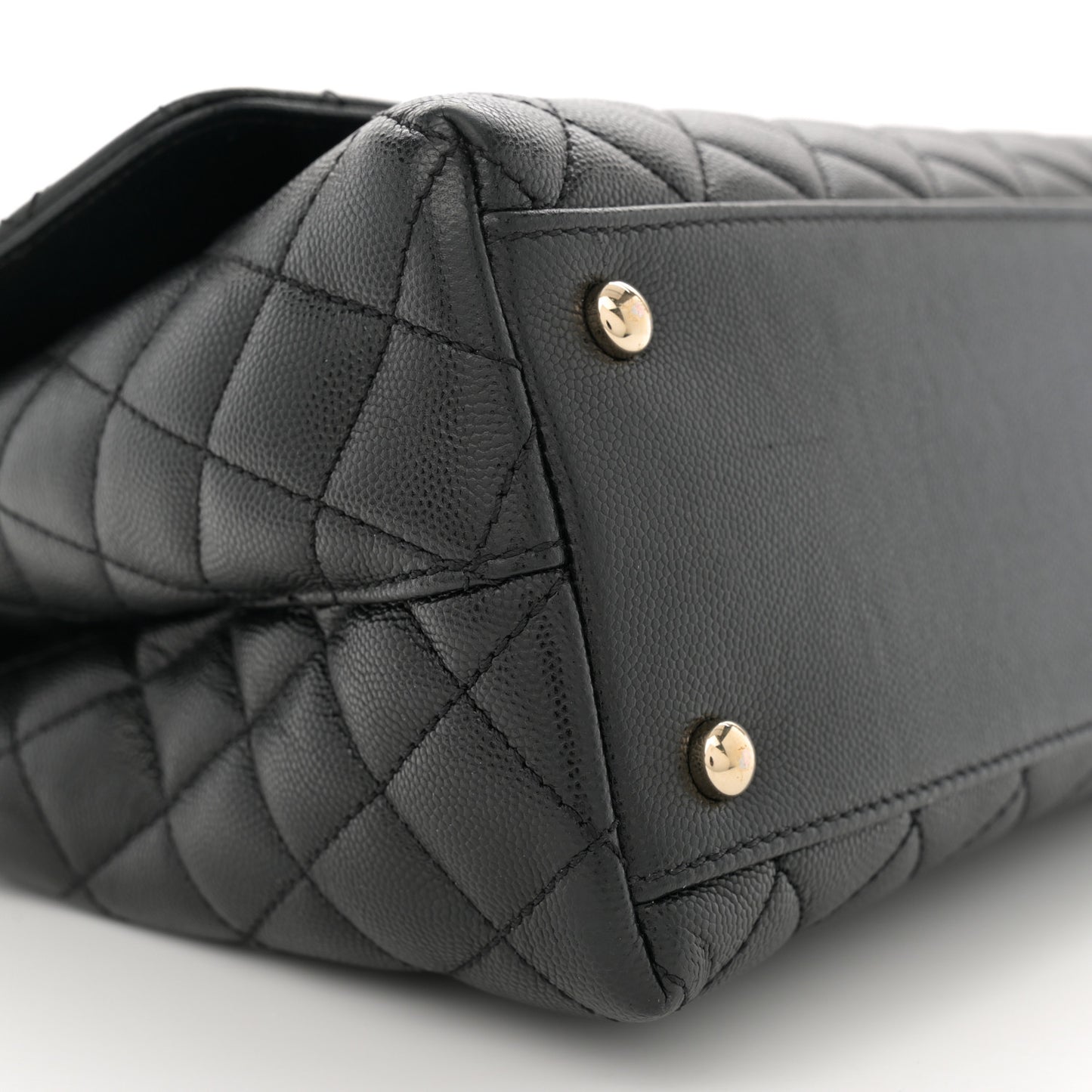 Caviar Quilted Small Coco Handle Flap Black