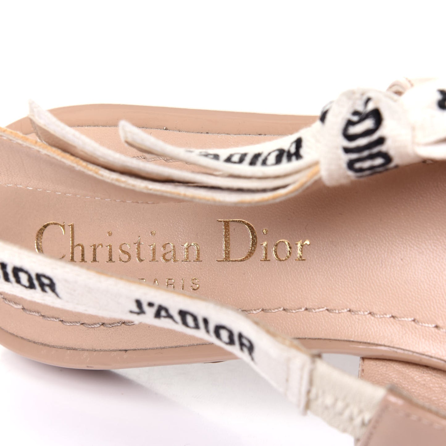 Patent Ribbon J'Adior Slingback Ballet Flats 38 Nude