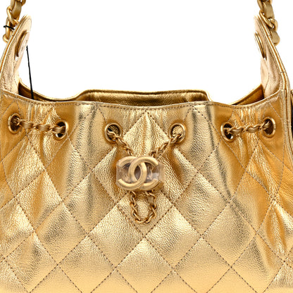 Chanel Metallic Caviar Quilted Mini Chanel 25 Handbag Gold 8 of 11